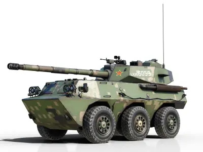 4 coatings of Chinese Army PTL-02 Wheeled Tank Destroyer PTL02 Low-poly 3D model