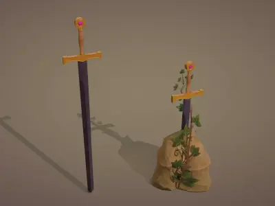 Excalibur Sword Low-poly 3D model