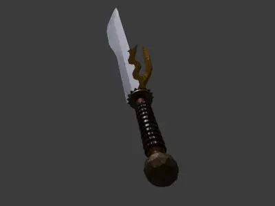 Fantasy Sword with Ornate Guard - Game Ready Weapon 3D Model Low-poly 3D model