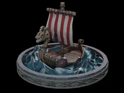 Blender 3 Stylized Viking Boat 3D Model 3D model