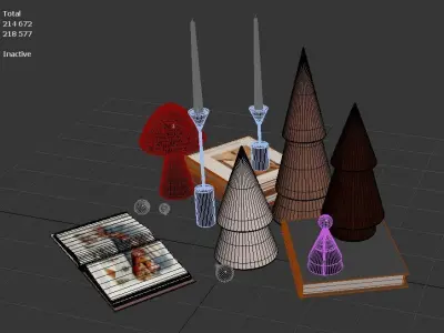 Decorative Set for New Year and Christmas Free 3D model