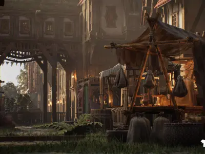 Medieval Market Environment Low-poly 3D model