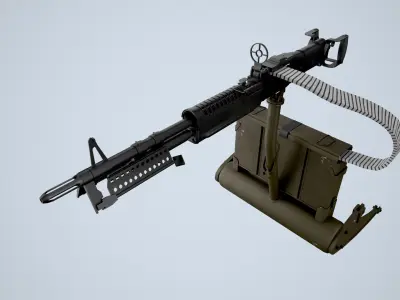 Machine Gun M-60D With Helicopter Mount Low-poly 3D model