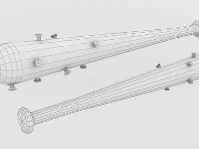 Nail baseball bat Low-poly 3D model