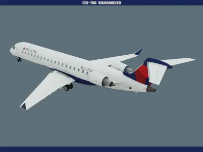CRJ700 Delta Low-poly 3D model