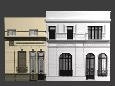 Classic building facade at Buenos Aires 3D model