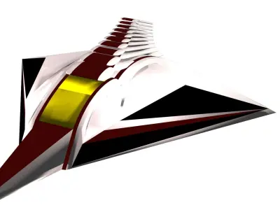 low poly spaceship triangular Free low-poly 3D model