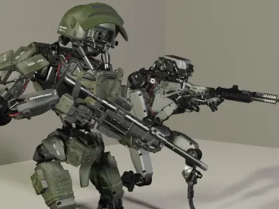 Humanoid Army and Police Robot Free 3D model