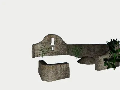Abandoned Ruin Overgrown with Plants 3D model