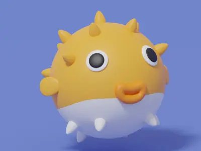 Cartoon Puffer Fish 3D model