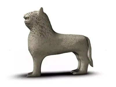 Ancient stone lion Low-poly 3D model