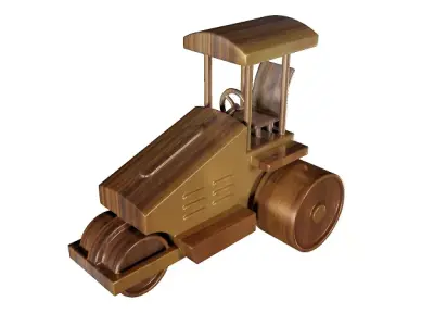 Wooden Road Roller Toy Low-poly 3D model