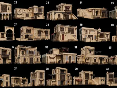 40-Arabic Houses Pack 4K PBR Low-poly 3D model