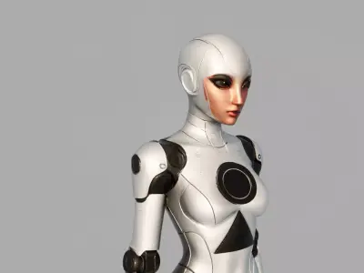 HUMANROBOT   Sleek White Cybernetic Model Low-poly 3D model