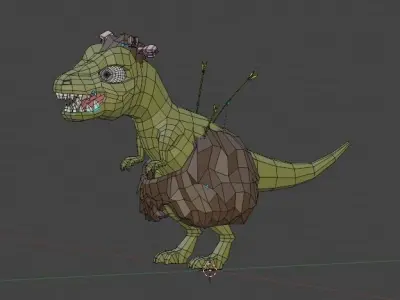 Dinosaur stone age game model Low-poly 3D model