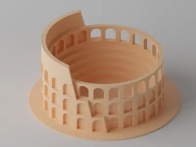 Cartoon Cute Roman Colosseum Low-poly 3D model