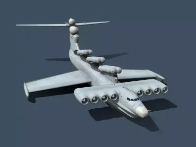 Lun-class ekranoplan project 903 Low-poly 3D model