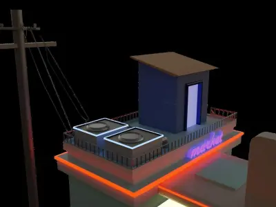 Low Poly Gas Station Scene Free low-poly 3D model