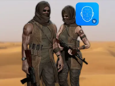 Survivor Man and lady 2 Low-poly 3D model