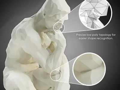 Low poly Statue of the Thinker 3D model