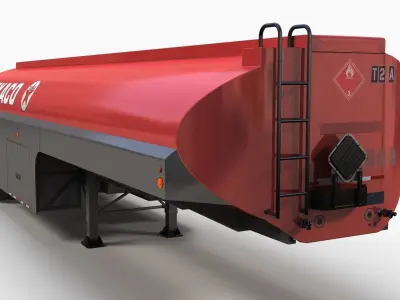 Vintage industrial fuel trailer Low-poly 3D model