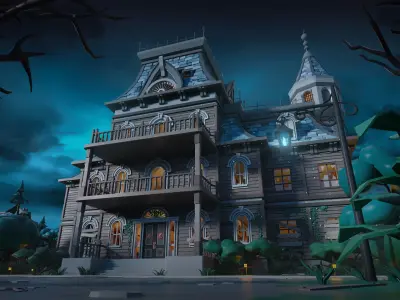 Horror Mansion Low-poly 3D model