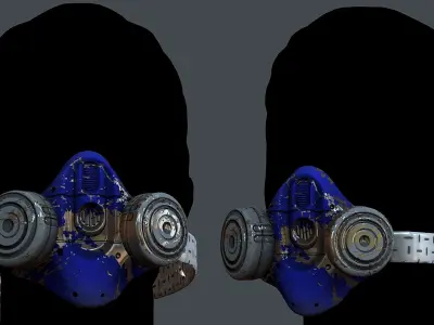Gas mask helmet 3d model scifi Low-poly Low-poly 3D model