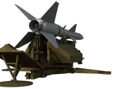 S-75 Dvina-Volhov SA-2 Guideline soviet cold war SAM system Low-poly 3D model