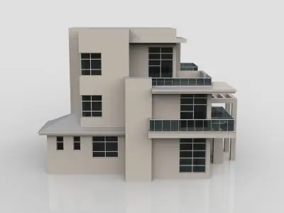 Modern Building House Low-poly 3D model