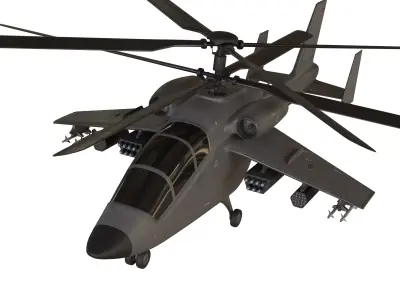Attack helicopter grey paint dual rotor 3D model