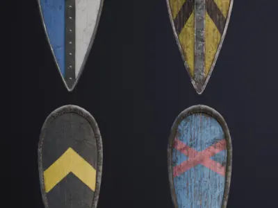 Medieval Shield Pack Low-poly 3D model