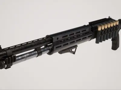 Shotgun 2 Used Low-poly 3D model