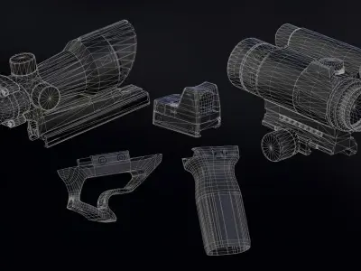 Weapon Attachments - Vol 01 - UE4 Game Ready Low-poly 3D model