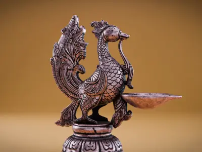 Chinese candlestick  3D model statue Low-poly 3D model