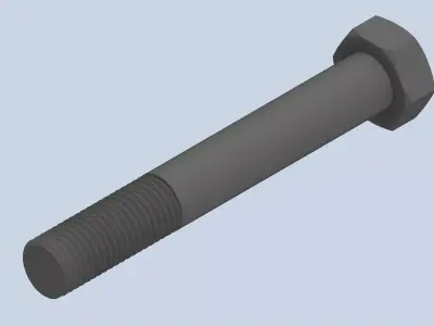 Bolt Partial Thread Hexagonal Head M24x170mm 3D model