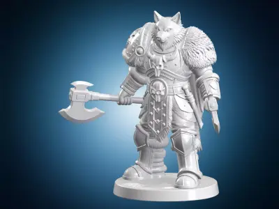 Space Wolf Berserker Figurine 3D Print Model 3D print model