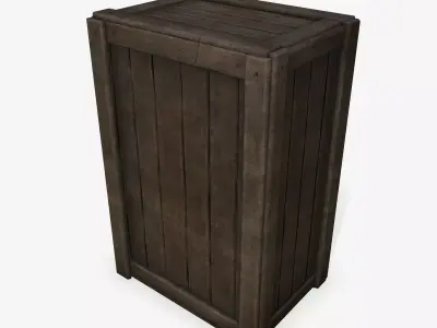 Wooden Box Low-poly 3D model
