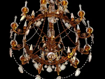 Big antique classic chandelier in brass finish 3D model