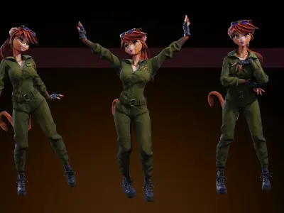 Monkey Girl Arms Trader Low-poly 3D model