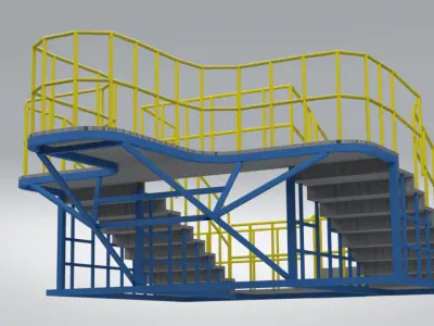Modular Industrial Staircase with Platform Steel Structure 3D model