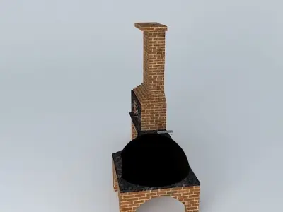 sink and oven barbecue katia wood Free 3D model
