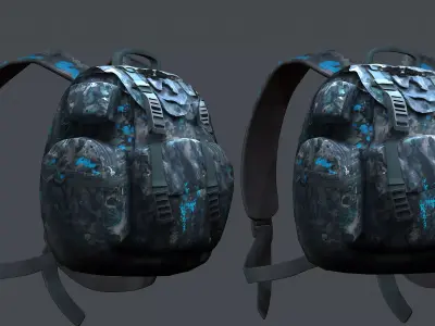 Backpack military combat Black baggage  Low-poly 3D model