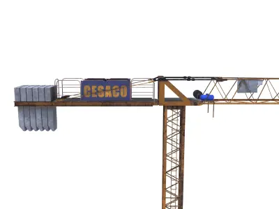 Low Poly Tower Crane Weathered 3D model