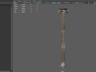 Greek Ionic Full Column 3D model