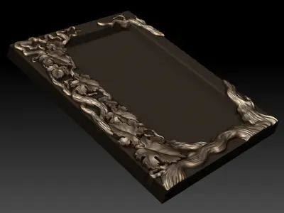 Decorative frame with grape leaves Free 3D model
