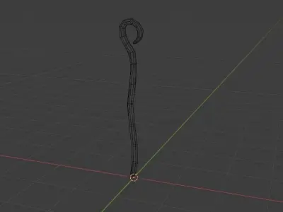 Stylized Wizard Simple Wooden Staff Low-poly 3D model