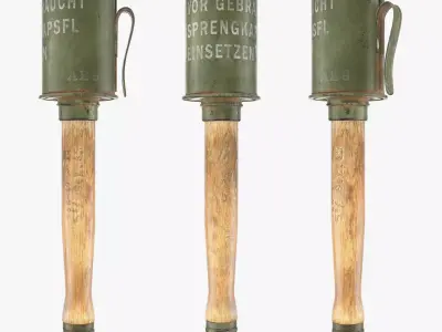 Anti Tank Stick Grenade Low-poly 3D model