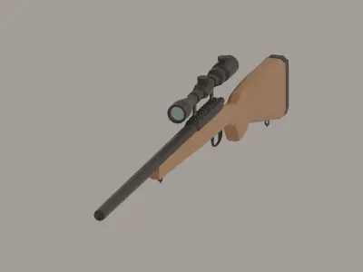Sniper Rifle Low-Poly Low-poly 3D model