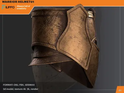 warrior helmet 01 Low-poly 3D model