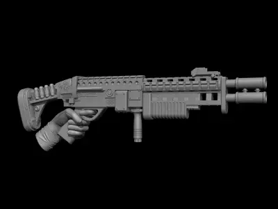 Gun with Hand 01 3D Model 3D print model